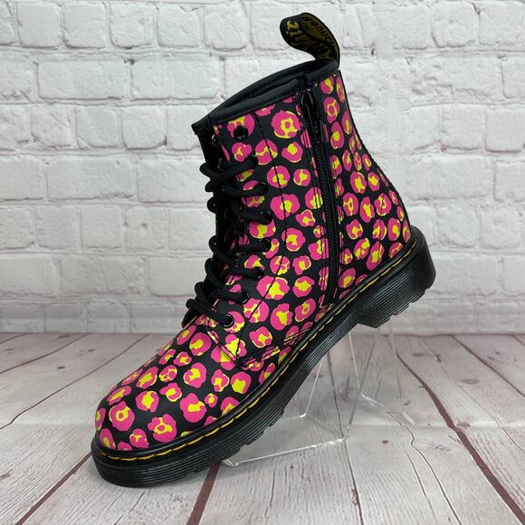 Dr. Martens 1460 Pink Leopard Hydro Leather Lace Up Boots Girls Youth Size 3 - Picture 4 of 10